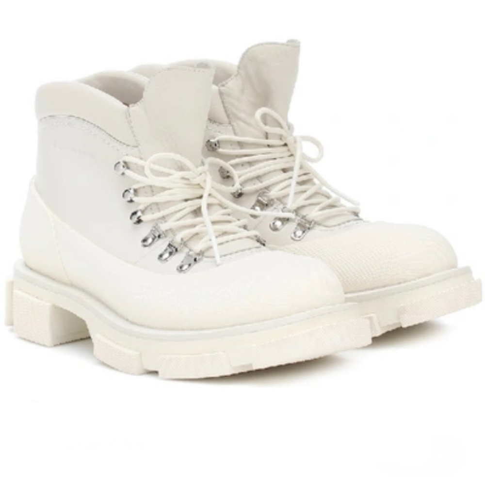 Clergerie x BOTH Banco Platform Combat Boots White Leather Rubber Panel NWT